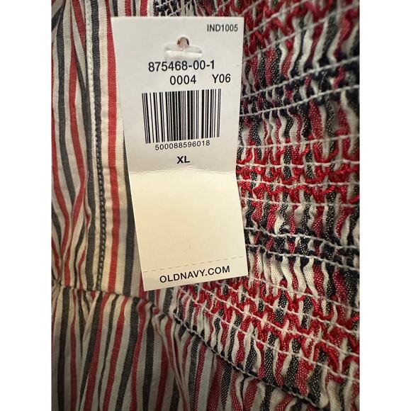 Old Navy XL Striped Smocked Cotton Blouse – Flutter Sleeve Peasant Top NWT - Picture 6 of 6
